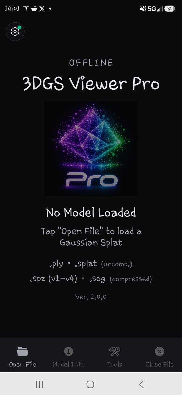 3DGS Viewer offline home screen